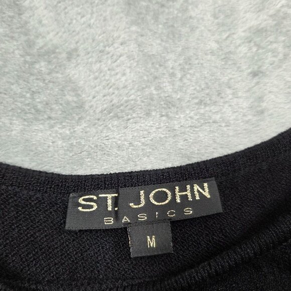 St John Basics Tank Top Womens Medium Black Santana Knit Cropped Shell - Picture 2 of 6
